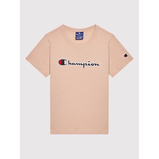 Champion T-Shirt Logo Script 404231 Różowy Regular Fit Champion XXS okazja MODIVO