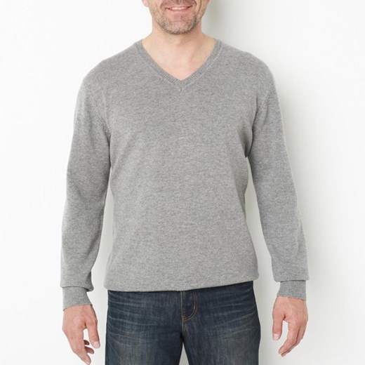 Sweter z dekoltem w kształcie litery „V”, lambswool la-redoute-pl szary poliamid