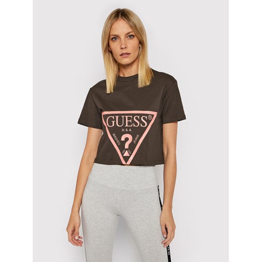 Guess T-Shirt V2RI00 K8HM0 Brązowy Relaxed Fit Guess M MODIVO promocyjna cena