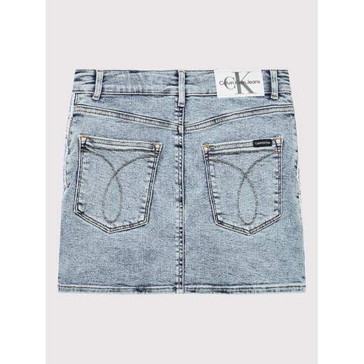 Calvin Klein Jeans Spódnica Salt Pepper Logo Tape IG0IG01428 Niebieski Straight 12Y okazja MODIVO