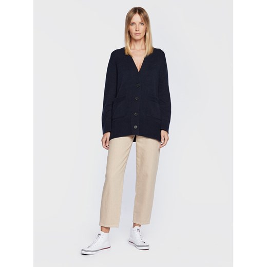Tommy Hilfiger Kardigan WW0WW35775 Granatowy Oversize Tommy Hilfiger S wyprzedaż MODIVO