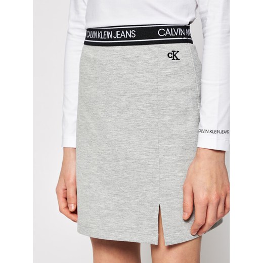 Calvin Klein Jeans Spódnica Elastic Logo IG0IG00635 Szary Slim Fit 16Y okazja MODIVO