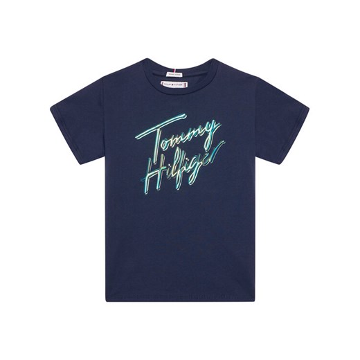 Tommy Hilfiger T-Shirt Script Print KG0KG05870 D Granatowy Regular Fit Tommy Hilfiger 8Y okazja MODIVO