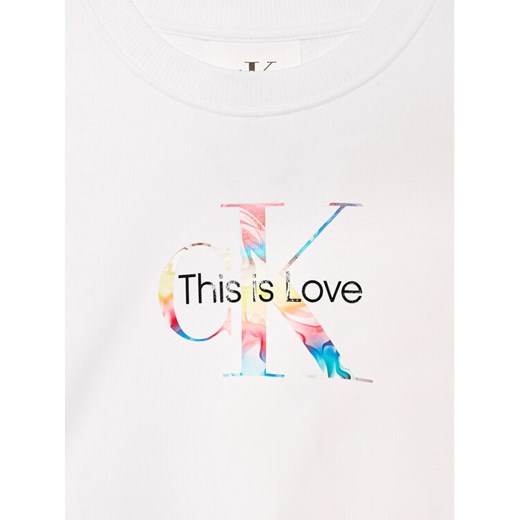 Calvin Klein Jeans Bluza Pride Monogram Logo IG0IG01793 Biały Relaxed Fit 14Y promocja MODIVO