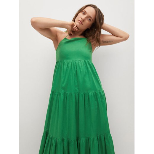 Mango Sukienka letnia Cotton 17070185 Zielony Relaxed Fit Mango XL promocyjna cena MODIVO