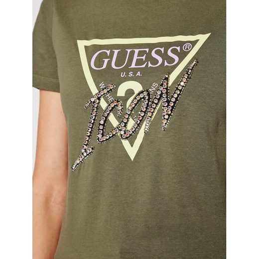 Guess T-Shirt Icon Tee W1RI25 I3Z00 Zielony Regular Fit Guess XS promocja MODIVO