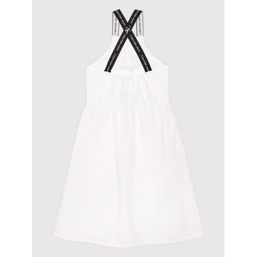Calvin Klein Jeans Sukienka letnia Logo Tape Strap IG0IG01409 Biały Regular Fit 14Y MODIVO okazja