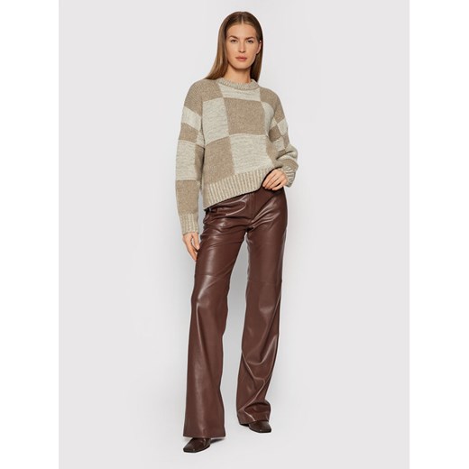 Trussardi Sweter Chequerboard 56M00461 Beżowy Relaxed Fit Trussardi M wyprzedaż MODIVO