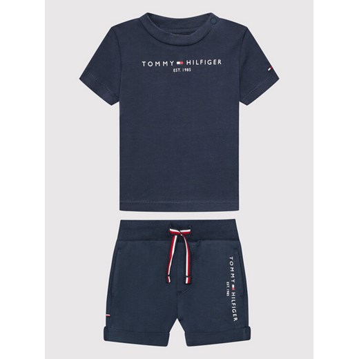 Tommy Hilfiger Komplet t-shirt i szorty sportowe Baby Essential KN0KN01488 Tommy Hilfiger 74 okazyjna cena MODIVO