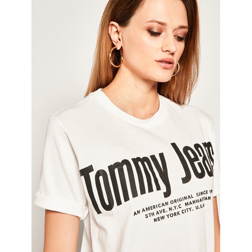 Tommy Jeans T-Shirt Diagonal DW0DW08037 Biały Regular Fit Tommy Jeans S MODIVO okazyjna cena