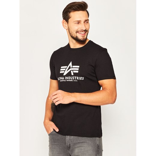Alpha Industries T-Shirt Basic 100501 Czarny Regular Fit ze sklepu MODIVO w kategorii T-shirty męskie - zdjęcie 150146930