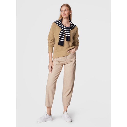 Tommy Hilfiger Sweter V-nk WW0WW35776 Brązowy Loose Fit Tommy Hilfiger XXL wyprzedaż MODIVO