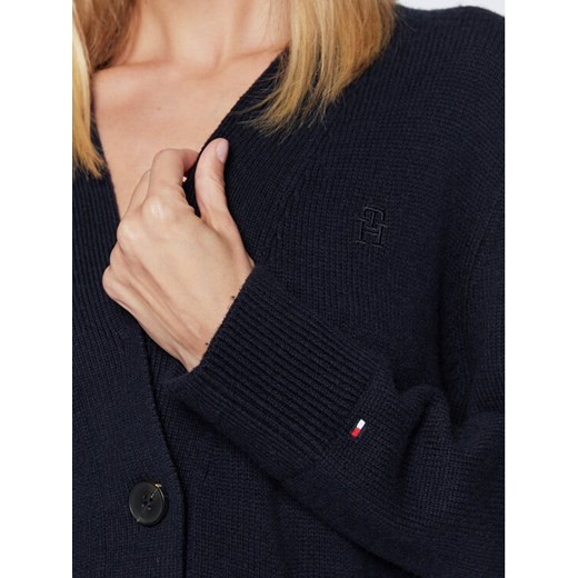 Tommy Hilfiger Kardigan WW0WW35775 Granatowy Oversize Tommy Hilfiger S okazja MODIVO