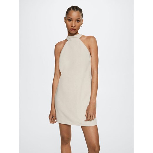 Mango Sukienka koktajlowa Catlin 37001186 Beżowy Regular Fit Mango L wyprzedaż MODIVO