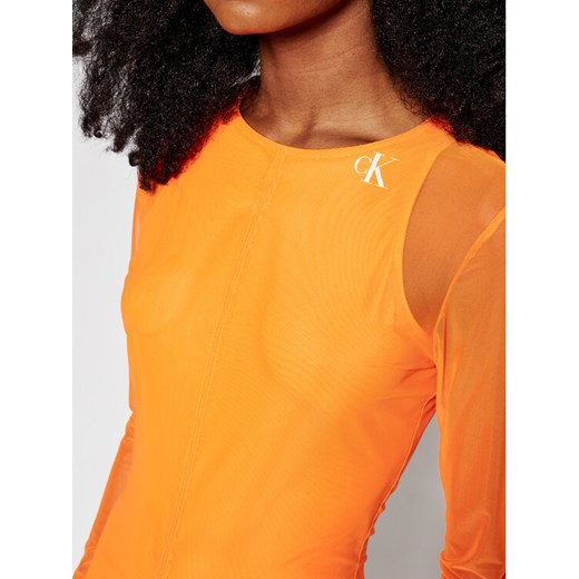 Calvin Klein Jeans Sukienka letnia J20J215666 Pomarańczowy Slim Fit M promocyjna cena MODIVO