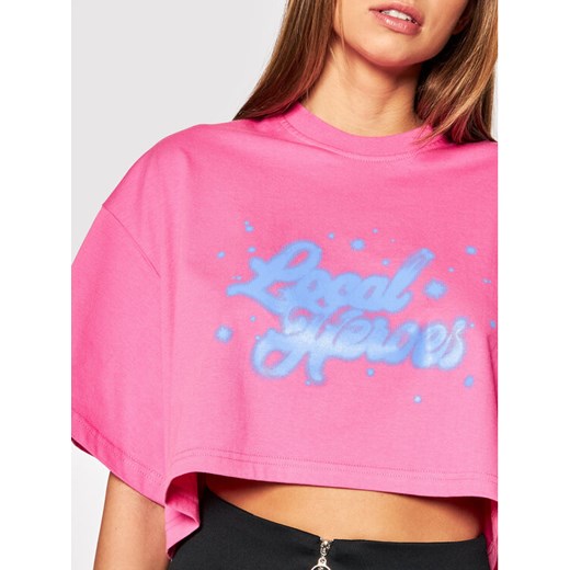 Local Heroes T-Shirt Airbrush AW21T0013 Różowy Cropped Fit Local Heroes S promocja MODIVO