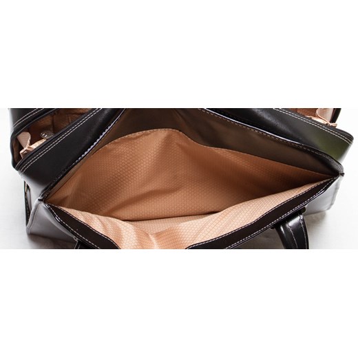 MCKLEIN Oak Grove ekskluzywna czarna torebka skórzana damska na laptopa 15,4" skorzana-com brazowy paski
