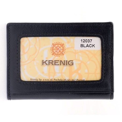 KRENIG Classic 12037 czarne skórzane etui na karty skorzana-com bezowy elegancki