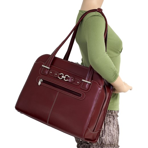 MCKLEIN Oak Grove ekskluzywna czerwona torebka skórzana damska na laptopa 15,4" skorzana-com czerwony torba