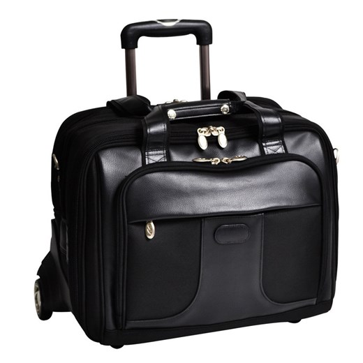 MCKLEIN Chicago 73585 ekskluzywna torba nylonowa na laptopa 17", podróżna z dopinanym wózkiem skorzana-com czarny na laptopa