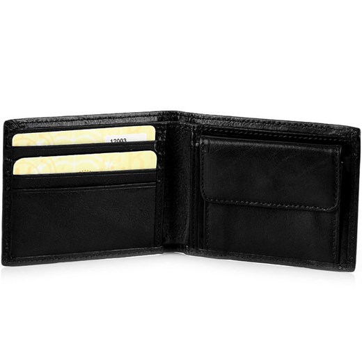 KRENIG Classic 12003 czarny portfel skórzany męski w pudełku skorzana-com czarny miejsce na karty kredytowe