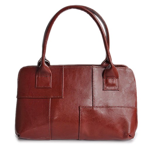 DAN-A T171 koniakowa torebka skórzana damska kuferek skorzana-com czerwony minimalistyczny