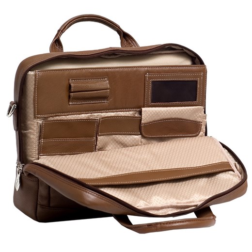 MCKLEIN Bronzeville 15484M brązowa ekskluzywna skórzana torba biznesowa na laptopa 15,4" skorzana-com bezowy klasyczny