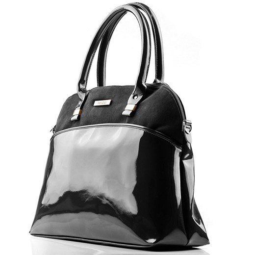 FELICE Azurro M12 czarna elegancka torebka damska kuferek lakierowany skorzana-com czarny elegancki