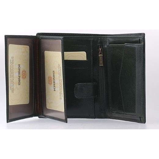 KRENIG Classic 12029 czarny portfel skórzany męski w pudełku skorzana-com czarny kieszeń na bilon