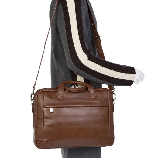 MCKLEIN Montclare 15494S brązowa ekskluzywna skórzana torba biznesowa na laptopa 13,3" skorzana-com brazowy minimalistyczny