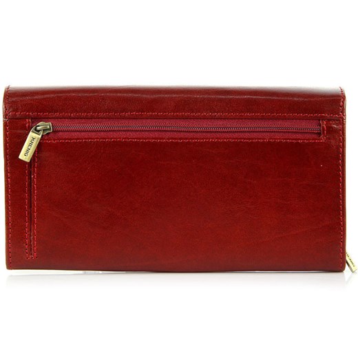 KRENIG El Dorado 11015 ekskluzywny czerwony skórzany portfel damski skorzana-com brazowy kieszeń na bilon