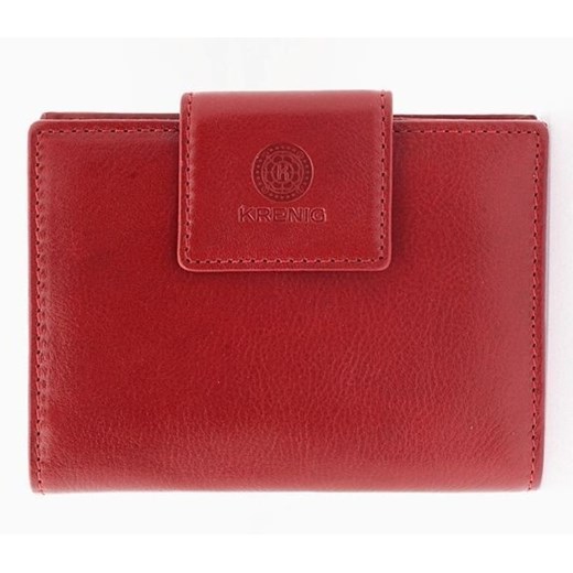 KRENIG Classic 12013 czerwony portfel skórzany damski w pudełku skorzana-com czerwony kieszeń na bilon