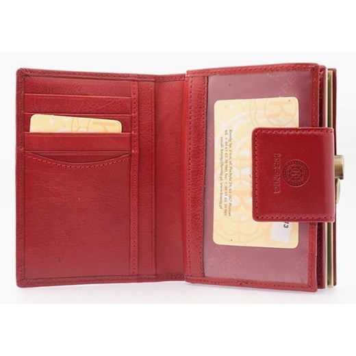 KRENIG Classic 12013 czerwony portfel skórzany damski w pudełku skorzana-com czerwony miejsce na karty kredytowe