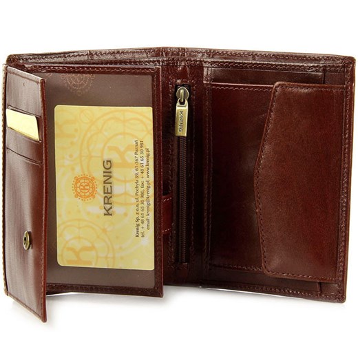 KRENIG El Dorado 11029 brązowy portfel skórzany męski w pudełku skorzana-com brazowy z zamkiem