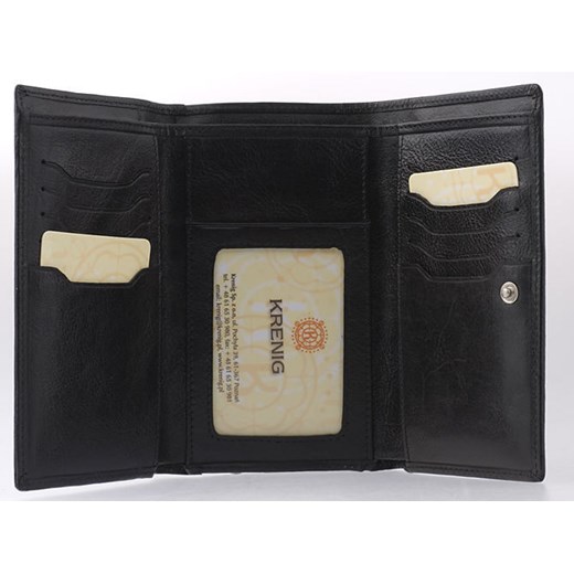 KRENIG Classic 12022 czarny portfel skórzany damski w pudełku skorzana-com czarny naturalne