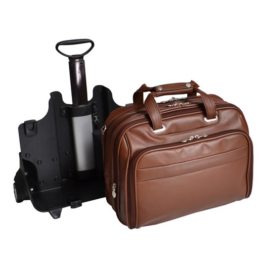 Skórzana torba podróżna na laptopa 17" z odpinanym wózkiem Mcklein Midway 86604 brązowa