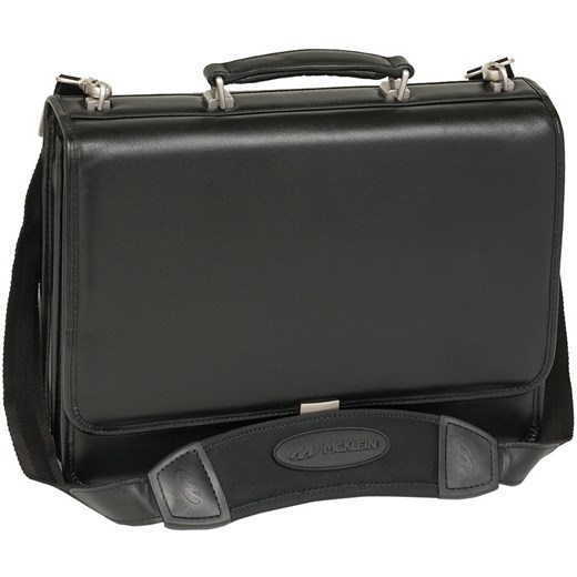 MCKLEIN Bucktown 43545 ekskluzywna teczka skórzana biznesowa na laptopa 17" czarna skorzana-com szary klasyczny