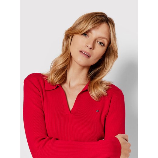 Tommy Hilfiger Sweter Open WW0WW32488 Czerwony Slim Fit Tommy Hilfiger XL okazyjna cena MODIVO