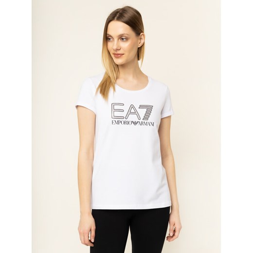EA7 Emporio Armani T-Shirt 3HTT30 TJ12Z 1100 Biały Regular Fit XS okazyjna cena MODIVO