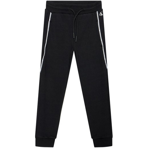 Calvin Klein Jeans Spodnie dresowe Logo Piping IB0IB00711 Czarny Regular Fit 8Y okazja MODIVO