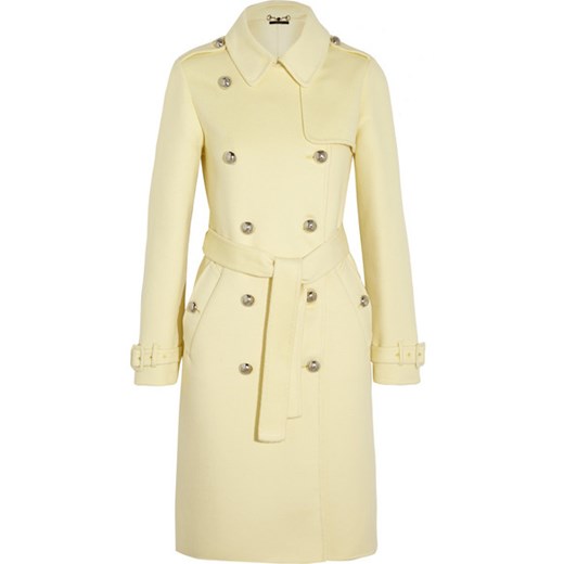 Double-breasted wool and angora-blend coat net-a-porter zolty płaszcz