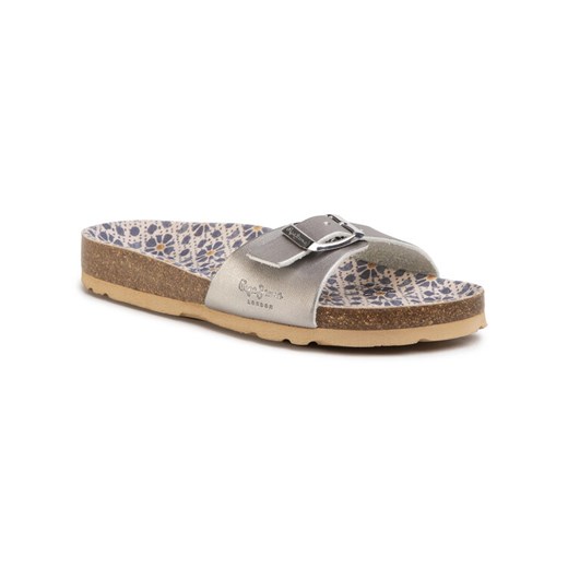 Pepe Jeans Klapki Bio Print PGS90151 Srebrny Pepe Jeans 33 MODIVO