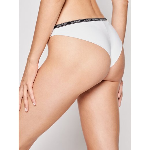 Calvin Klein Swimwear Dół od bikini Logo Tape KW0KW01275 Biały S promocja MODIVO