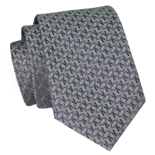 Krawat Angelo di Monti - Szary, Regularny Wzór KRADM1981 ze sklepu JegoSzafa.pl w kategorii Krawaty - zdjęcie 150574672