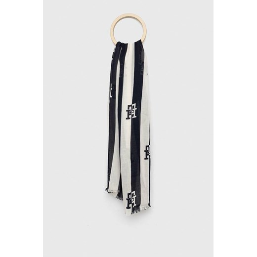 Tommy Hilfiger szal damski kolor granatowy wzorzysty Tommy Hilfiger ONE ANSWEAR.com