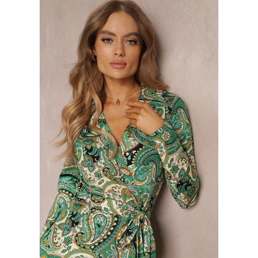 Zielona Sukienka Maxi z Wiązana w Pasie Rosali Renee M okazyjna cena Renee odzież