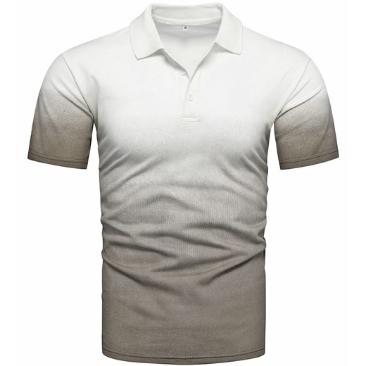 Koszulka polo męska biało-beżowa Recea ze sklepu Recea.pl w kategorii T-shirty męskie - zdjęcie 150580742