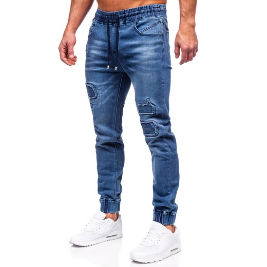 Granatowe spodnie jeansowe joggery męskie Denley MP0052-2B M Denley