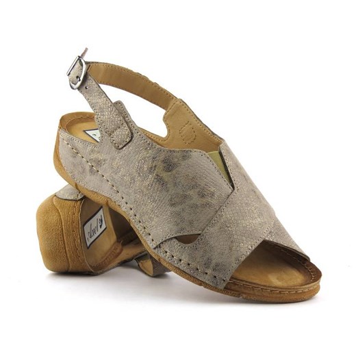 Wygodne sandały damskie o tęgości H - Axel 2480, beżowe ze sklepu ulubioneobuwie w kategorii Sandały damskie - zdjęcie 150616614