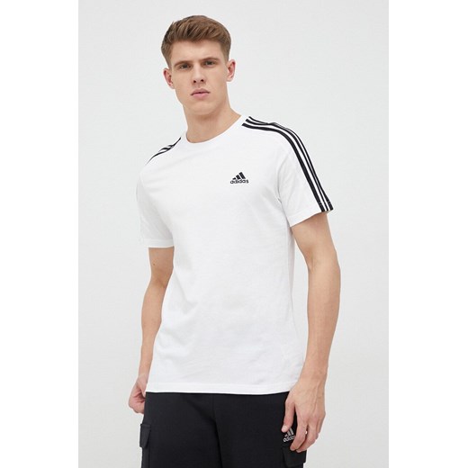 adidas t-shirt bawełniany kolor biały gładki IC9336 ze sklepu ANSWEAR.com w kategorii T-shirty męskie - zdjęcie 150620090